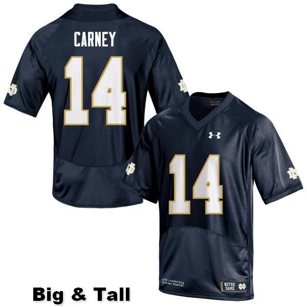 Men's NCAA Notre Dame Fighting Irish #14 J.D. Carney Stitched College Under Armour Authentic Navy Big & Tall Football Jersey DR10L14UR